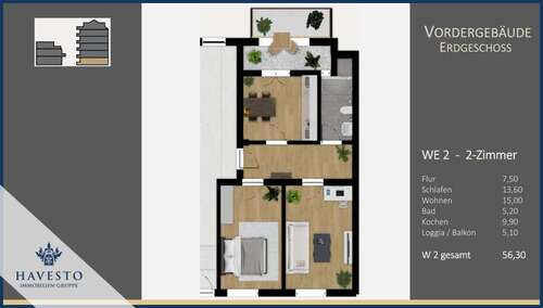 Foto - Wohnung zum Kaufen in Nürnberg 292.760,00 € 56.3 m²