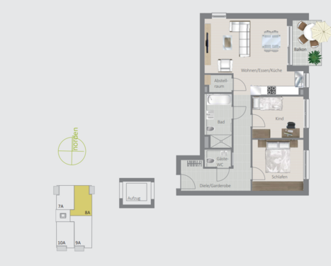 Foto - Wohnung zum Mieten in Korntal- Münchingen 1.375,00 € 78.62 m²