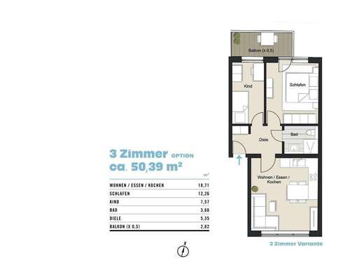 Foto - Wohnung zum Kaufen in Köln 319.000,00 € 50.39 m²