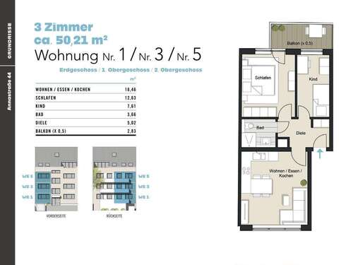 Foto - Wohnung zum Kaufen in Köln 319.000,00 € 50.21 m²