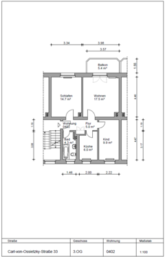 Foto - Wohnung zum Mieten in Gotha 362,00 € 60.3 m²