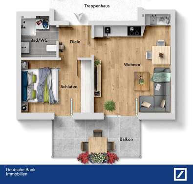 Foto - Wohnung zum Kaufen in Straubing 219.000,00 € 43 m²