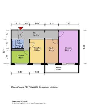 Foto - Wohnung zum Mieten in Neubrandenburg 420,84 € 70.14 m²