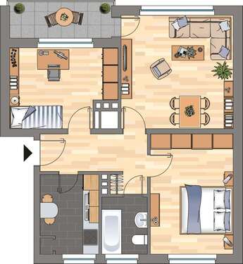 Foto - Wohnung zum Mieten in Aurich 499,00 € 64.79 m²