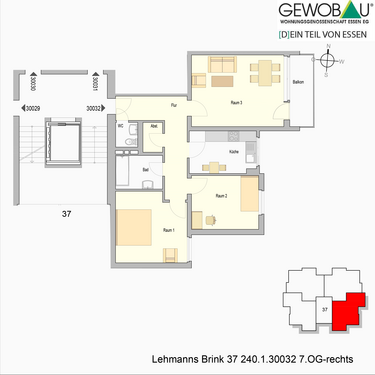 Foto - Wohnung zum Mieten in Essen 636,00 € 79.34 m²