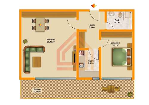 Foto - Wohnung zum Kaufen in Köln 280.000,00 € 56 m²