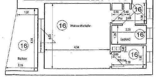 Foto - Wohnung zum Kaufen in Erfurt 86.800,00 € 35.25 m²