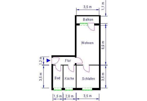 Foto - Wohnung zum Mieten in Magdeburg 306,96 € 51.16 m²