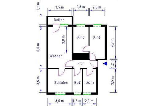 Foto - Wohnung zum Mieten in Magdeburg 420,72 € 70.12 m²