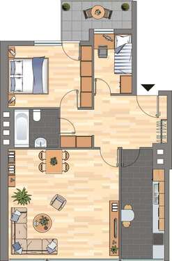 Foto - Wohnung zum Mieten in Düsseldorf 759,00 € 58 m²