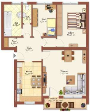 Foto - Wohnung zum Kaufen in Waging am See 279.000,00 € 85 m²