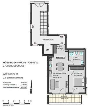 Foto - Wohnung zum Kaufen in Mössingen 296.450,00 € 53.85 m²