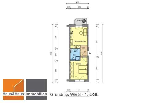 Foto - Wohnung zum Mieten in Düsseldorf 580,00 € 40 m²