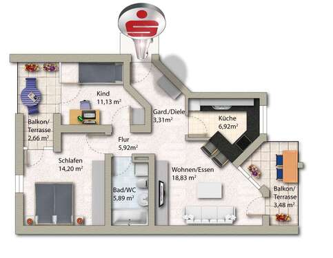 Foto - Wohnung zum Kaufen in Künzelsau 169.000,00 € 71 m²