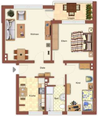 Foto - Wohnung zum Mieten in Mönchengladbach 535,00 € 62.93 m²