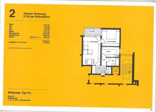 Foto - Wohnung zum Kaufen in Neu-Ulm 225.000,00 € 57.62 m²