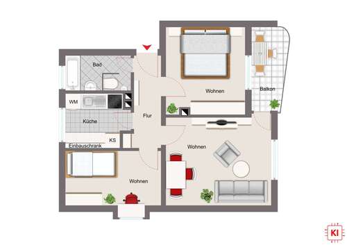 Foto - Wohnung zum Kaufen in Regensburg 320.000,00 € 63 m²