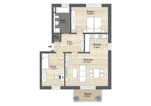 Foto - Wohnung zum Kaufen in Au i. d. Hallertau Seysdorf 395.000,00 € 73.66 m²