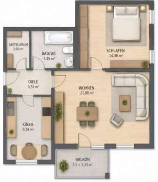Foto - Wohnung zum Kaufen in Waldkraiburg 165.000,00 € 60 m²