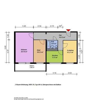 Foto - Wohnung zum Mieten in Neubrandenburg 420,00 € 70.14 m²
