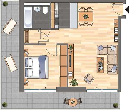 Foto - Wohnung zum Mieten in Ludwigshafen am Rhein 546,00 € 63 m²