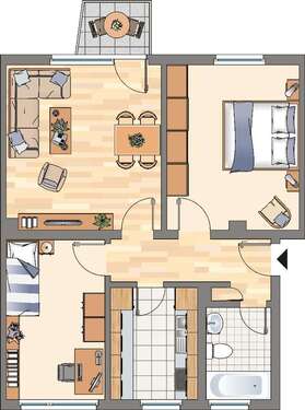 Foto - Wohnung zum Mieten in Dortmund 499,00 € 61.39 m²