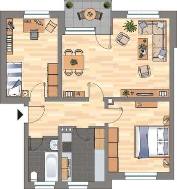 Foto - Wohnung zum Mieten in Wilhelmshaven 479,00 € 70.86 m²