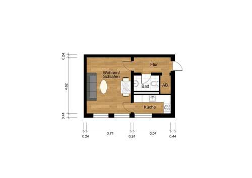 Foto - Wohnung zum Mieten in Cuxhaven 308,00 € 29.28 m²