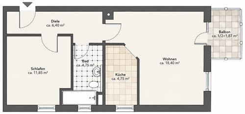 Foto - Wohnung zum Mieten in Übersee 740,00 € 50 m²