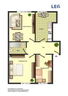 Foto - Wohnung zum Mieten in Bergkamen 469,00 € 63.49 m²
