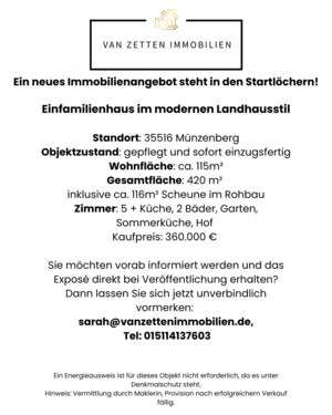 Foto - Haus zum Kaufen in Münzenberg 360.000,00 € 115 m²
