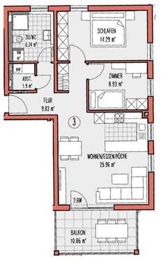 Foto - Wohnung zum Mieten in Backnang 1.095,00 € 72 m²