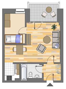 Foto - Wohnung zum Mieten in Düsseldorf 639,00 € 58.73 m²