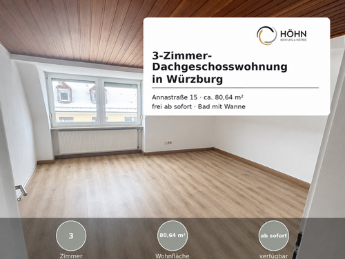 Foto - Wohnung zum Mieten in Würzburg 850,00 € 80.64 m²