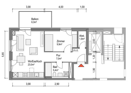 Foto - Wohnung zum Mieten in Bamberg 836,70 € 51.4 m²
