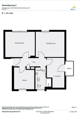 Foto - Wohnung zum Mieten in Wolfenbüttel 433,00 € 57.59 m²