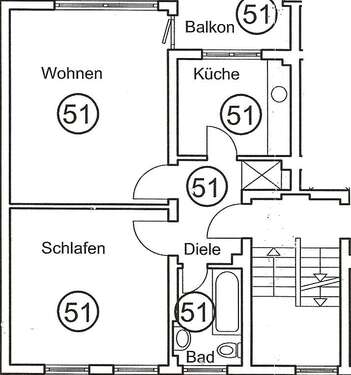 Foto - Wohnung zum Mieten in Mülheim an der Ruhr 488,00 € 53.3 m²