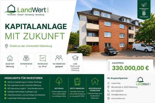 Foto - Wohnung zum Kaufen in Oldenburg 330.000,00 € 74.03 m²