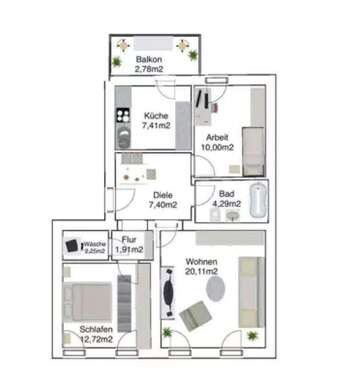 Foto - Wohnung zum Mieten in Chemnitz 430,00 € 69 m²