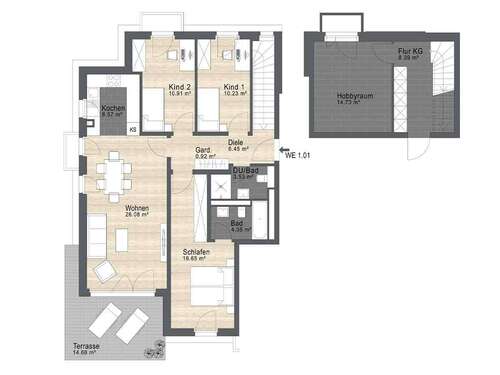 Foto - Wohnung zum Kaufen in München -Besichtigung Sonntag 11:00 bis 13:00 Uhr- 965.900,00 € 108.49 m²