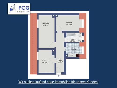 Foto - Wohnung zum Kaufen in Krefeld 117.689,00 € 57 m²