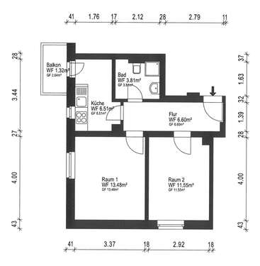 Foto - Wohnung zum Kaufen in Dresden 99.000,00 € 43.44 m²