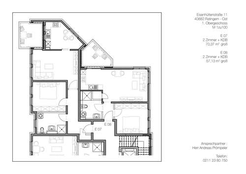 Foto - Wohnung zum Mieten in Ratingen 1.020,00 € 70.37 m²