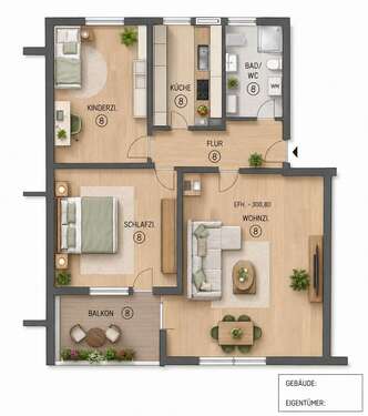 Foto - Wohnung zum Kaufen in Nürtingen 270.000,00 € 68 m²