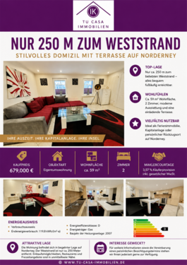 Foto - Wohnung zum Kaufen in Norderney 679.000,00 € 59 m²