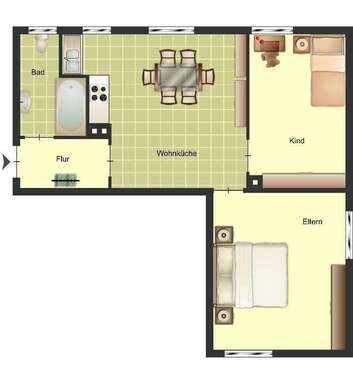 Foto - Wohnung zum Mieten in Duisburg 469,00 € 50.9 m²