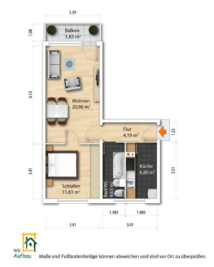 Foto - Wohnung zum Kaufen in Dresden 98.340,00 € 49.17 m²