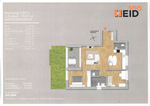 Foto - Wohnung zum Kaufen in Stuttgart 565.900,00 € 74.97 m²