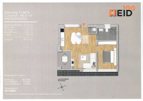 Foto - Wohnung zum Kaufen in Stuttgart 387.000,00 € 48.37 m²
