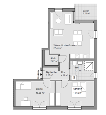 Foto - Wohnung zum Mieten in Ravensburg 1.195,00 € 79.47 m²
